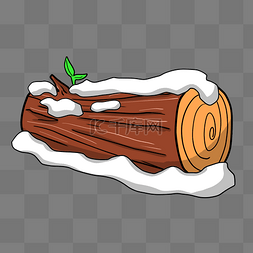 雪地里的木头插画