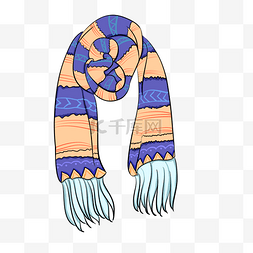 条纹围巾素材图片_紫色条纹手绘冬天围巾
