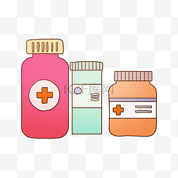 一堆瓶子图片_卡通药物瓶子插画