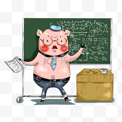 课堂背景素材图片_卡通手绘厚涂创意教学猪猪课堂插