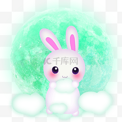 中秋节快乐图片_手绘卡通小兔子免抠图