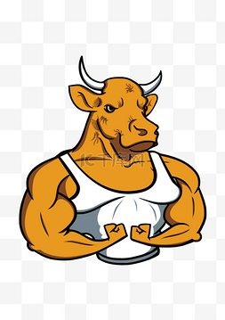 牛牛图片_牛人健身拟人牛肌肉