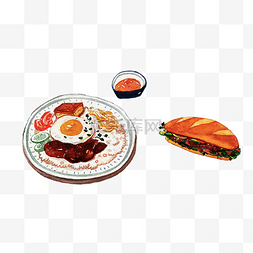 汉堡美食手绘插画