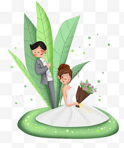 西式婚礼新郎新娘和手捧花