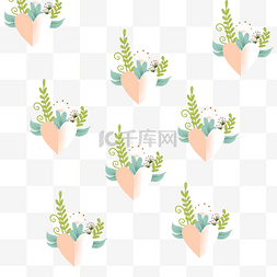 小清新植物花朵心形卡片