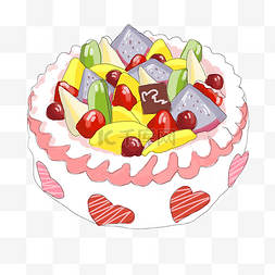 火龙果色图片_插画手绘水果蛋糕