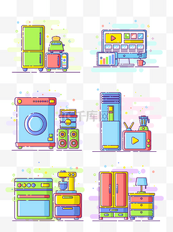 家具用品图片图片_MBE风格卡通可爱矢量生活电器用品