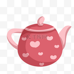 可爱的粉色茶壶插画