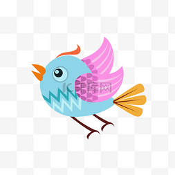 粉色翅膀翅膀图片_卡通小清新快乐的小鸟