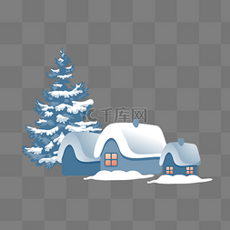 房子图片_通用冬季雪房子树矢量图