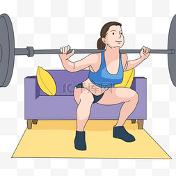 室内撸铁健身运动女孩