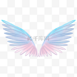 粉色翅膀翅膀图片_梦幻插画风粉蓝色翅膀