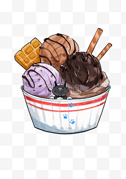 吃货吃货节图片_卡通手绘可爱小猫冰激凌