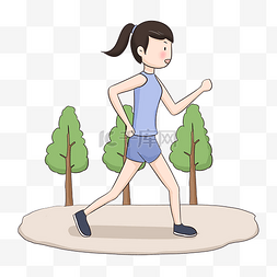 健身运动的女孩手绘插画