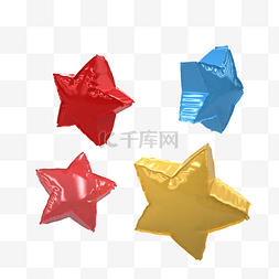 C4D彩色五角星促销热气球