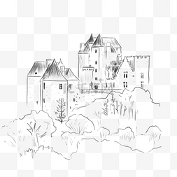 欧洲假发图片_手绘欧洲城堡黑白钢笔画