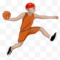 篮球图片_灌篮的男孩卡通插画