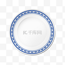 实物折扇图片_盘子实物白色瓷盘食物盘青花瓷系