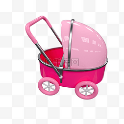 3d卡通婴儿图片_粉色风格卡通婴儿车