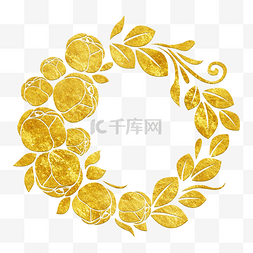 小花环图片_中国风传统烫金鲜花花纹装饰图之