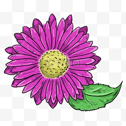 紫色手绘花朵元素