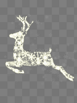 雪花麋鹿图片_商用圣诞节白色雪花麋鹿手绘