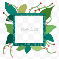 二维码框图片_绿色系矢量通用二维码植物边框