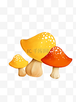 元气小食图片_小清新手绘蘑菇插画设计可商用元