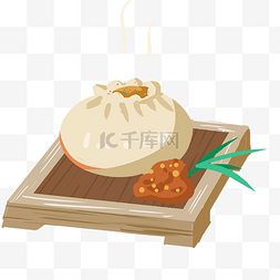 手绘传统面食图片_特色美味灌汤包手绘插画