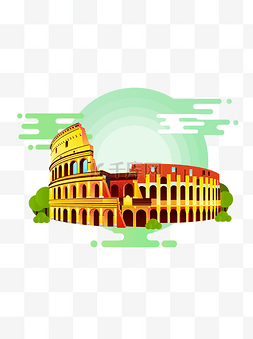 罗马柱扶手图片_欧洲罗马标志建筑斗兽场矢量元素