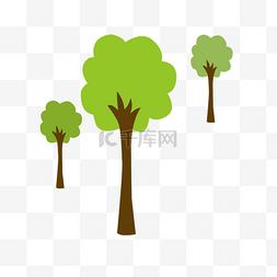 绿色扁平落叶树木元素