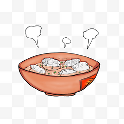 煮水图片_卡通手绘一碗饺子插画