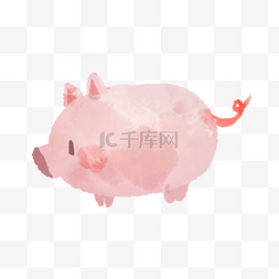 吉祥物水彩小猪插画