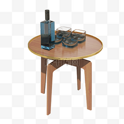 桌椅组合图片_家庭木制小桌椅酒具组合