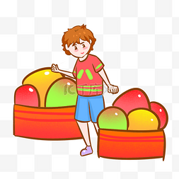 手绘西瓜冰淇淋图片_彩色冰淇淋的男孩手绘插画