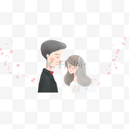 唯美插图片_浪漫情人节情侣结婚