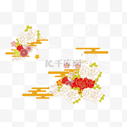 花朵banner图片_卡通中国风祥云花卉