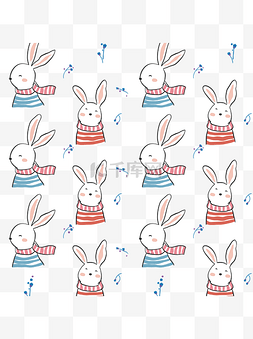 卡通动物图片_小清新手绘兔子循环贴画元素