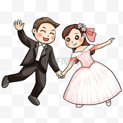 幸福新郎新娘婚礼插画