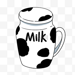 牛奶奶杯卡通插画