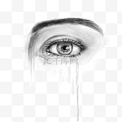 眼泪素材图片_眼泪黑白写实眼睛人物流泪免抠
