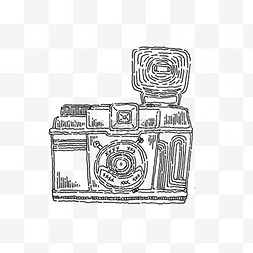 手绘黑白线条相机胶片机