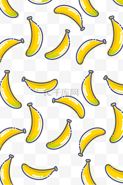 手绘黄色香蕉图片_黄色扁平化水果香蕉底纹装饰