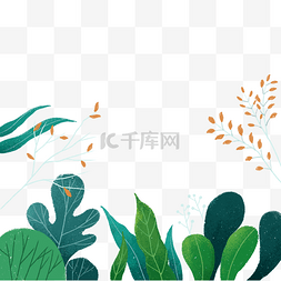 夏季图片_手绘插画绿色植物