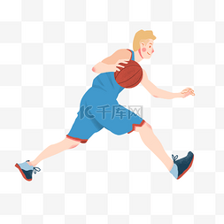 运动风格海报图片_篮球运动员运球小清新欧美风格卡