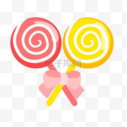 甜品黄色图片_圆形棒棒糖装饰插画