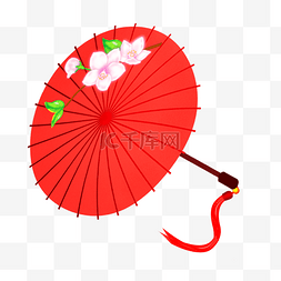 卡通红色油纸雨伞