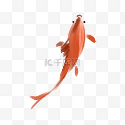 漂亮的水墨金鱼插画