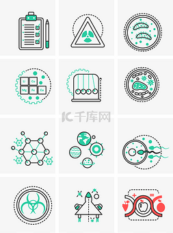 生物科技细胞图片_科学周期表蝌蚪细菌科技小图标