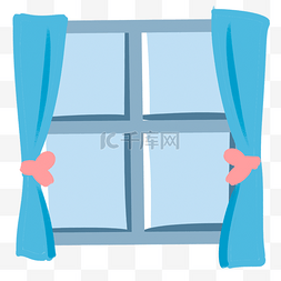 窗帘图图片_蓝色的窗户免抠图